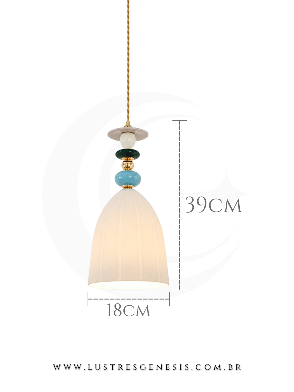 Pendente Escandinava Dourado com Cer&acirc;mica Para Quarto, Bancada Gourmet e Cabeceira de Cama